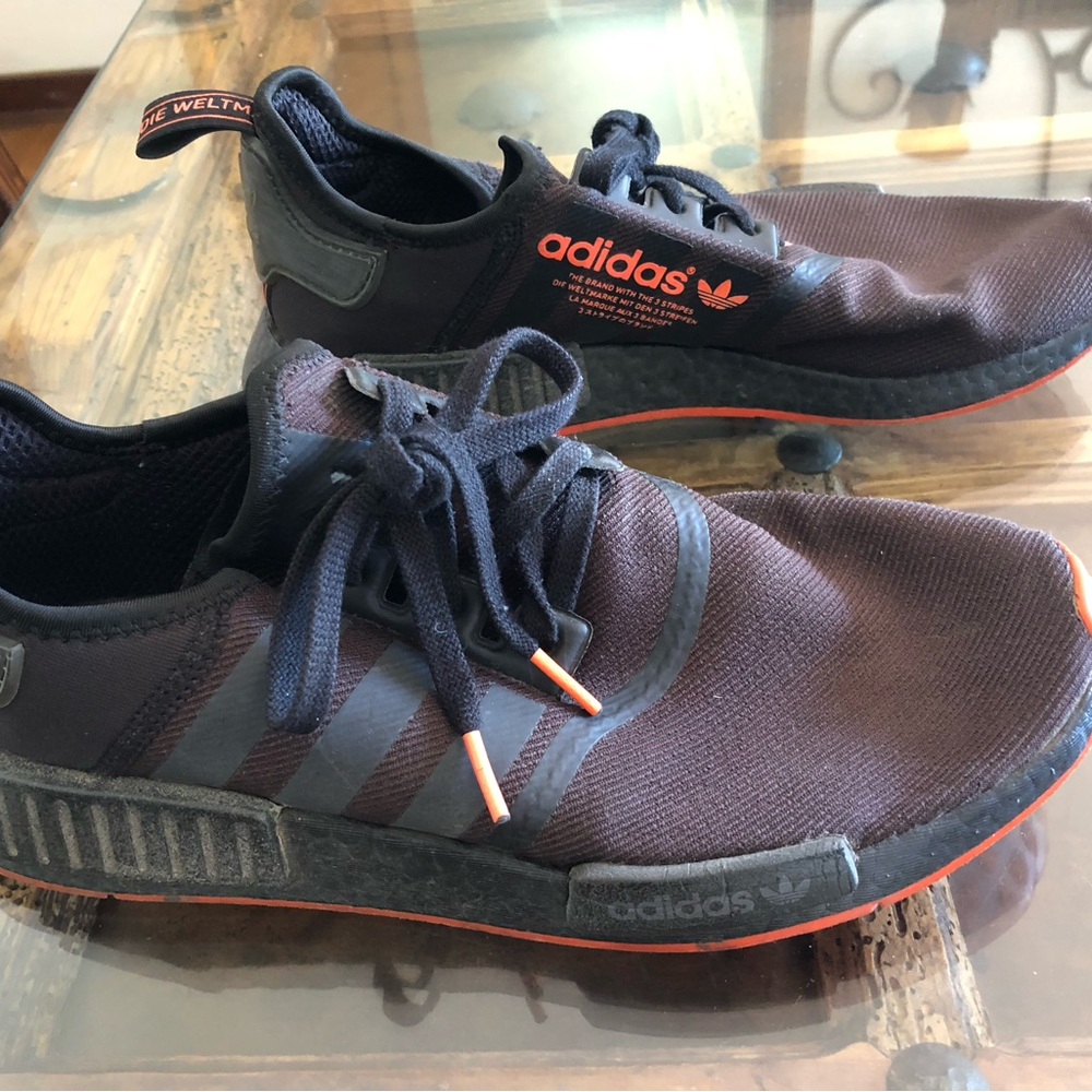 Adidas Black and Orange Sleek Sneakers